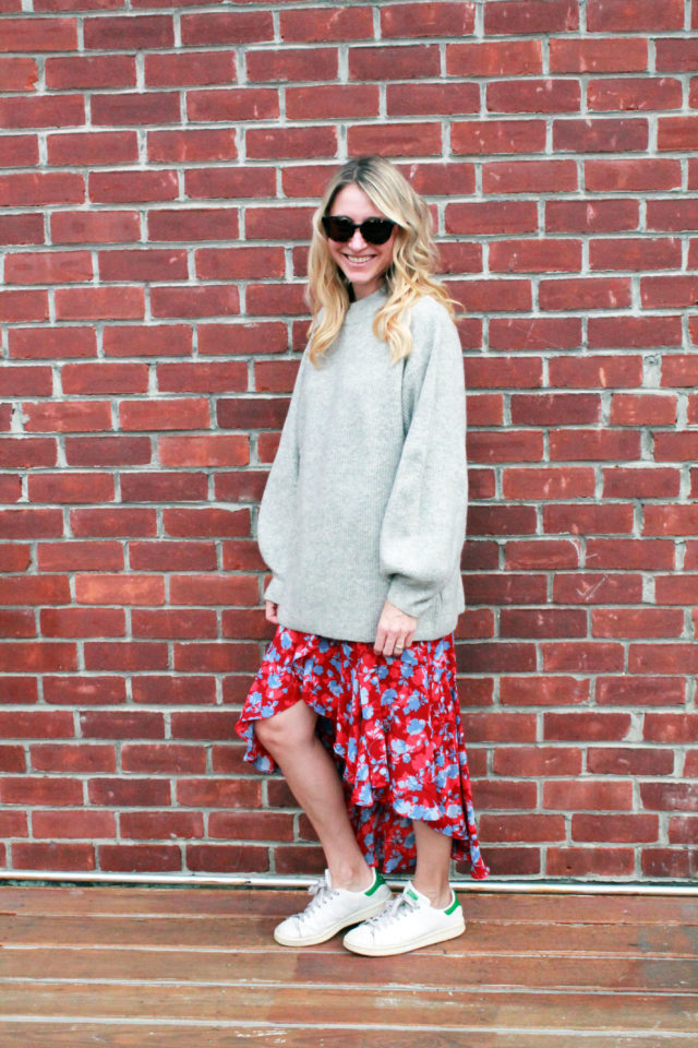 how to wear a sweater over a dress
